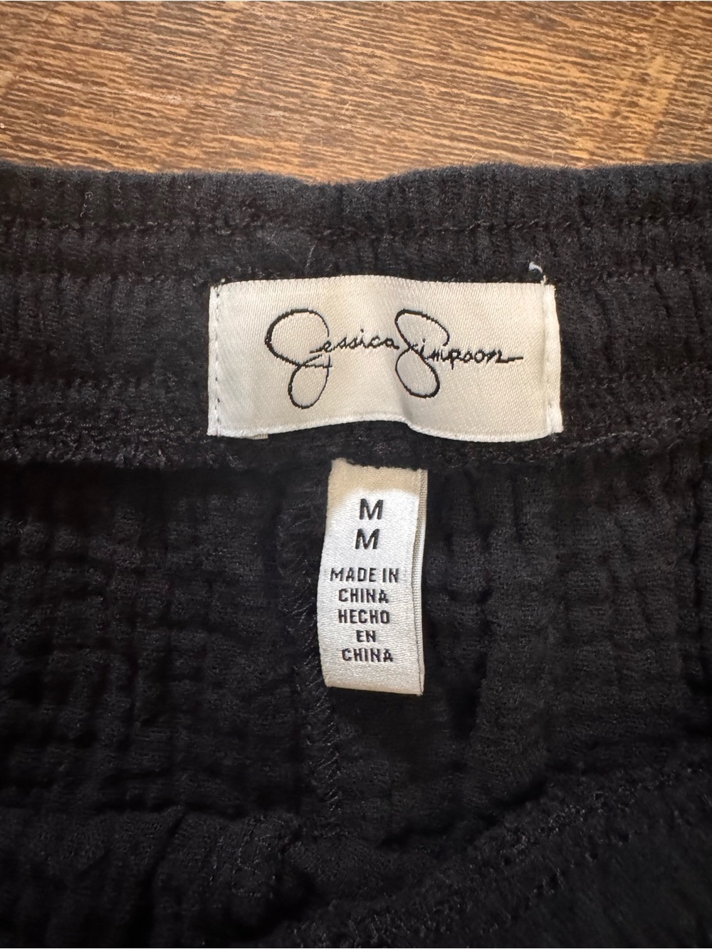 Jessica Simpson 100% Cotton Gauze Black Wide-Leg Drawstring Joggers Cropped Sz M - Picture 5 of 8